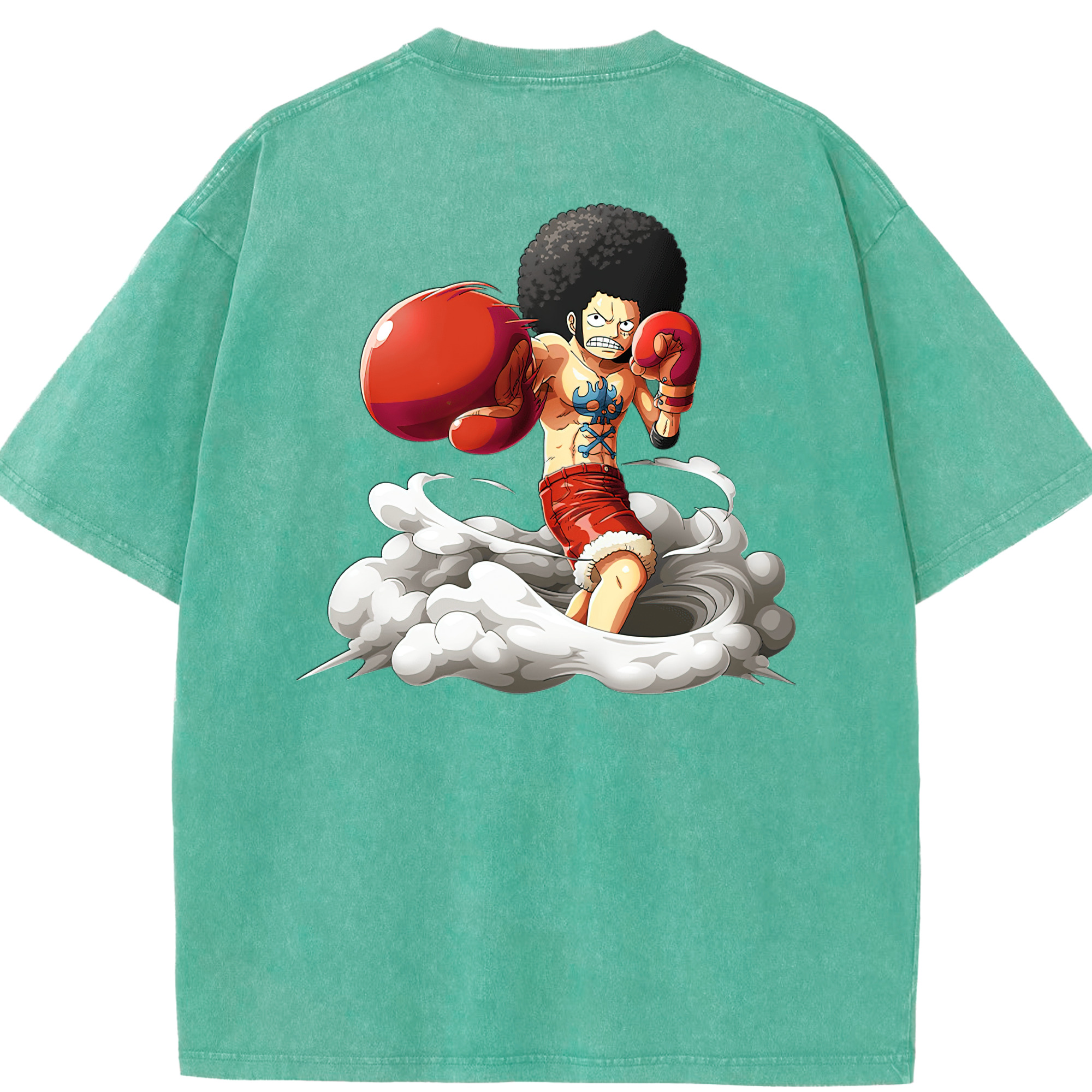ワンピース モンキー・D・ルフィ ONE PIECE Monkey D. Luffy 綿100% ヴィンテージ風 半袖Tシャツ（背面プリント）